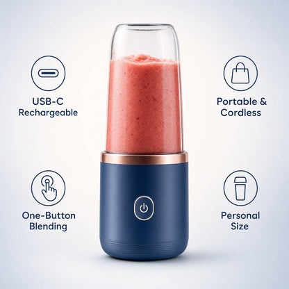Portable USB Rechargeable Blender – 6-Blade Personal Smoothie Maker